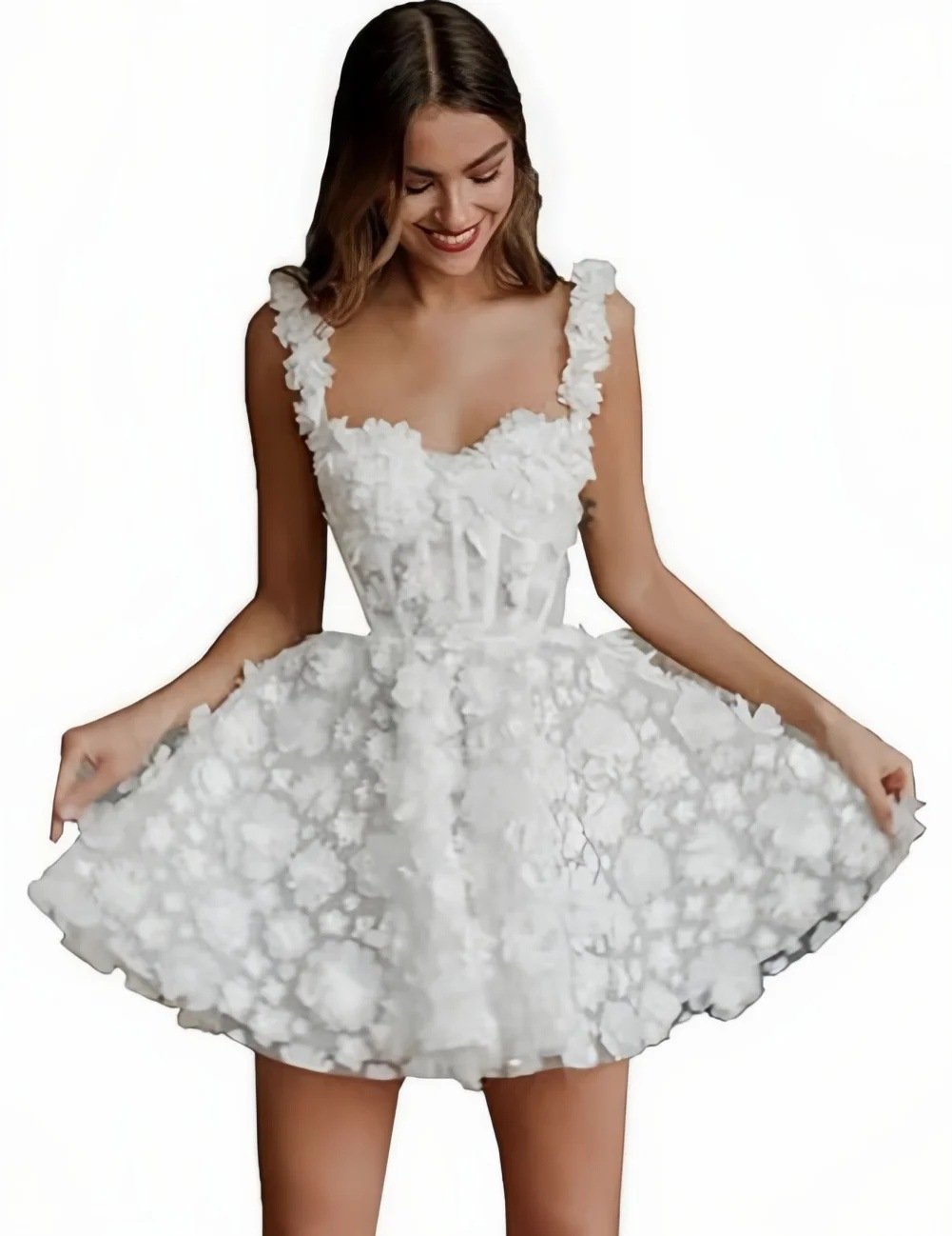 Short suspender wedding dress